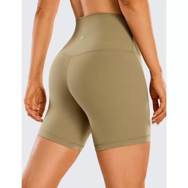 CRZ YOGA Womens ButterLuxe Biker Shorts 6 Inches  High Waisted Workout Running Volleyball Spandex Yoga ShortsSoul Brown