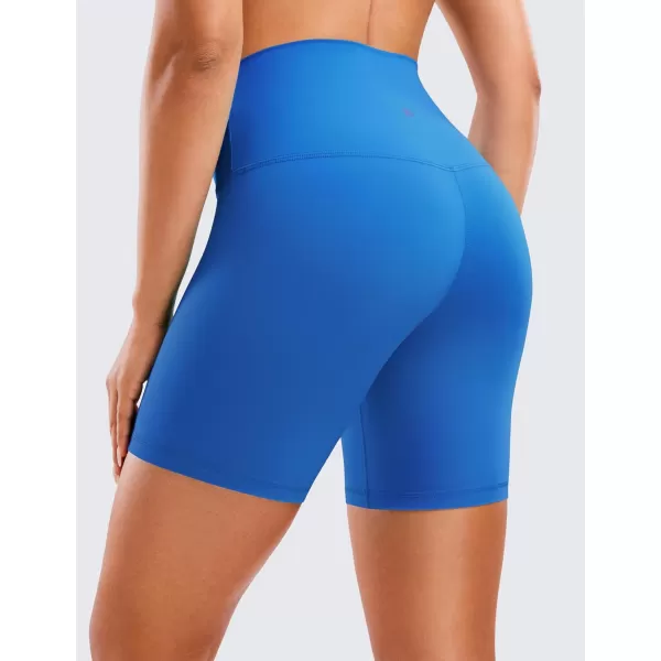 CRZ YOGA Womens ButterLuxe Biker Shorts 6 Inches  High Waisted Workout Running Volleyball Spandex Yoga ShortsSparkle Blue