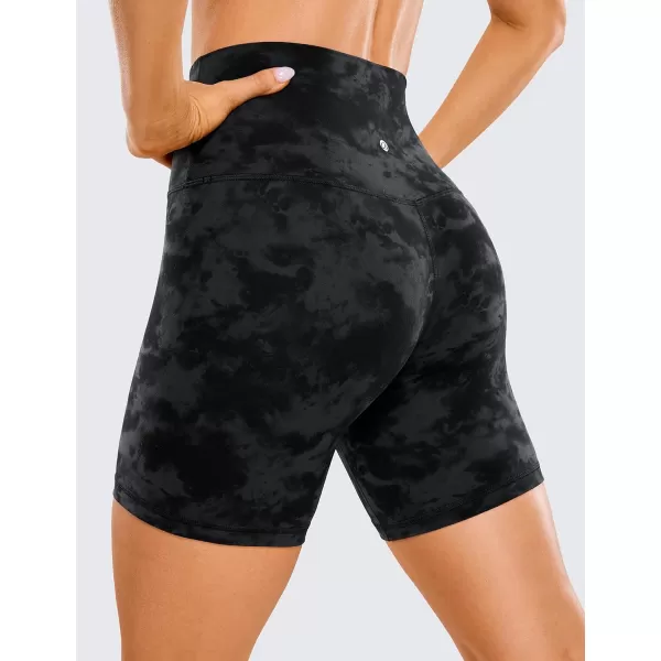 CRZ YOGA Womens ButterLuxe Biker Shorts 6 Inches  High Waisted Workout Running Volleyball Spandex Yoga ShortsTie Dye Smoke Ink