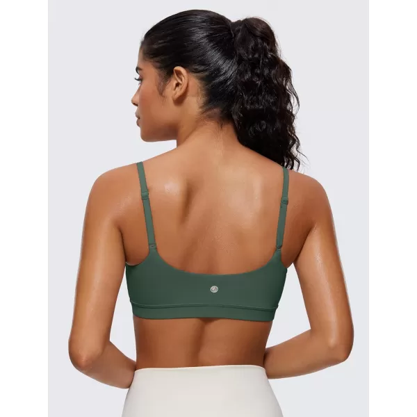 CRZ YOGA Womens Butterluxe Adjustable Spaghetti Strap Sports Bra  Scoop Neck Wireless Padded Bra Yoga Workout Crop TopDark Forest Green
