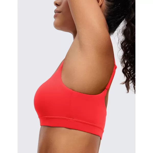 CRZ YOGA Womens Butterluxe Adjustable Spaghetti Strap Sports Bra  Scoop Neck Wireless Padded Bra Yoga Workout Crop TopDeep Red