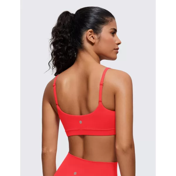 CRZ YOGA Womens Butterluxe Adjustable Spaghetti Strap Sports Bra  Scoop Neck Wireless Padded Bra Yoga Workout Crop TopDeep Red