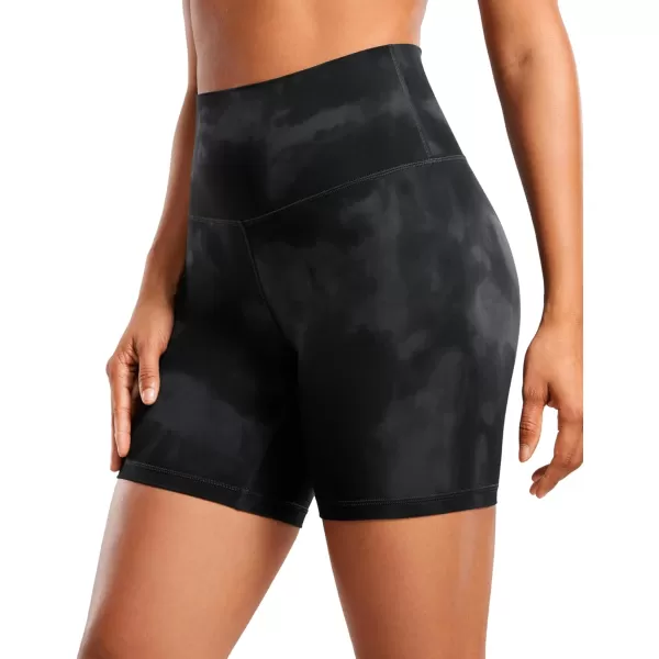 CRZ YOGA Womens Butterluxe Biker Shorts 25  4  6  8  High Waisted Booty Workout Volleyball Yoga SpandexBlack Tie Dye Flowers