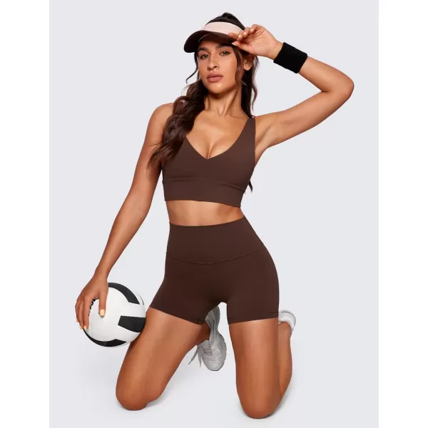 CRZ YOGA Womens Butterluxe Biker Shorts 25  4  6  8  High Waisted Booty Workout Volleyball Yoga SpandexCoffee Brown