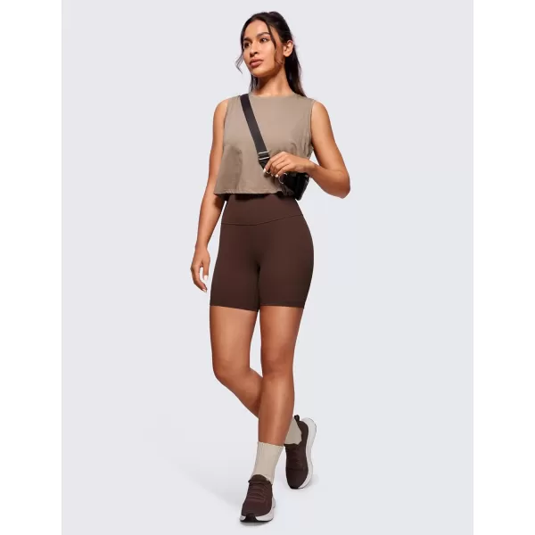 CRZ YOGA Womens Butterluxe Biker Shorts 25  4  6  8  High Waisted Booty Workout Volleyball Yoga SpandexCoffee Brown