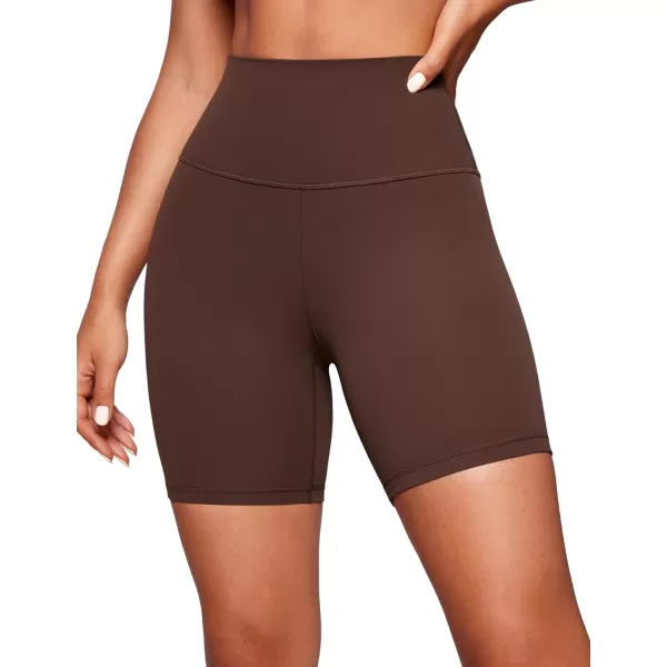 CRZ YOGA Womens Butterluxe Biker Shorts 25  4  6  8  High Waisted Booty Workout Volleyball Yoga SpandexCoffee Brown