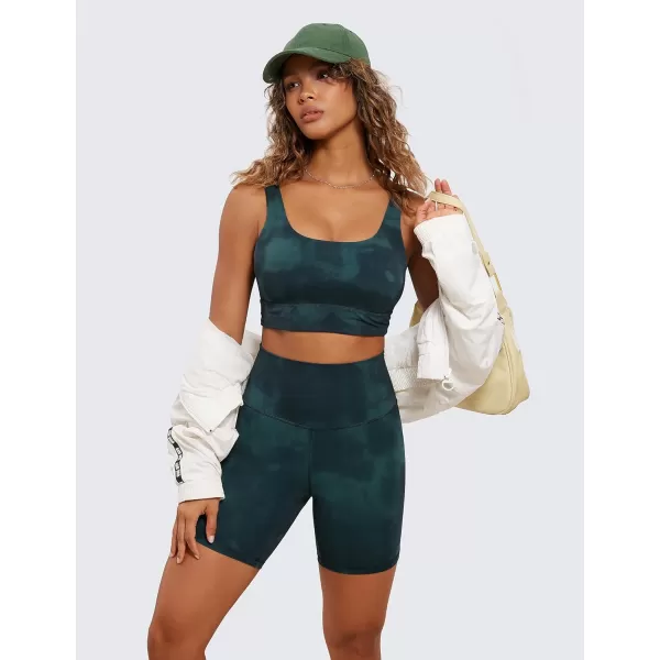 CRZ YOGA Womens Butterluxe Biker Shorts 25  4  6  8  High Waisted Booty Workout Volleyball Yoga SpandexGreen Tiedye Flowers