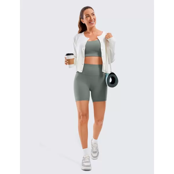 CRZ YOGA Womens Butterluxe Biker Shorts 25  4  6  8  High Waisted Booty Workout Volleyball Yoga SpandexGrey Sage