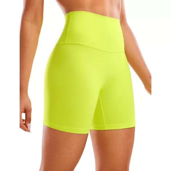 CRZ YOGA Womens Butterluxe Biker Shorts 25  4  6  8  High Waisted Booty Workout Volleyball Yoga SpandexNeon Yellow