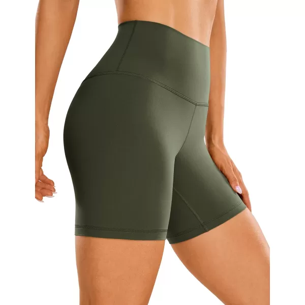 CRZ YOGA Womens Butterluxe Biker Shorts 25  4  6  8  High Waisted Booty Workout Volleyball Yoga SpandexOlive Green