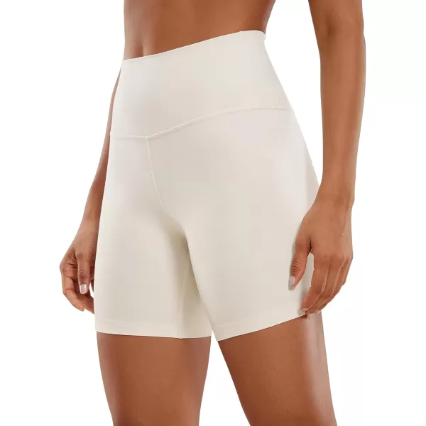 CRZ YOGA Womens Butterluxe Biker Shorts 25  4  6  8  High Waisted Booty Workout Volleyball Yoga SpandexWhite Apricot