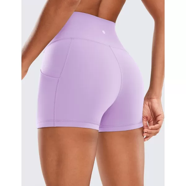 CRZ YOGA Womens Butterluxe Biker Shorts with Pockets 3  5  8  High Waisted Volleyball Workout Yoga Shorts3 inches Elfin Purple