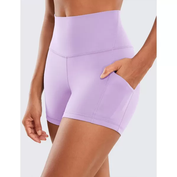 CRZ YOGA Womens Butterluxe Biker Shorts with Pockets 3  5  8  High Waisted Volleyball Workout Yoga Shorts3 inches Elfin Purple