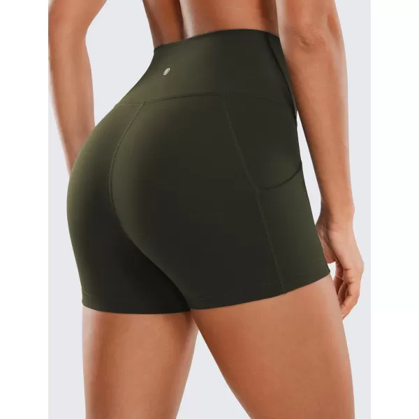 CRZ YOGA Womens Butterluxe Biker Shorts with Pockets 3  5  8  High Waisted Volleyball Workout Yoga Shorts3 inches Olive Green