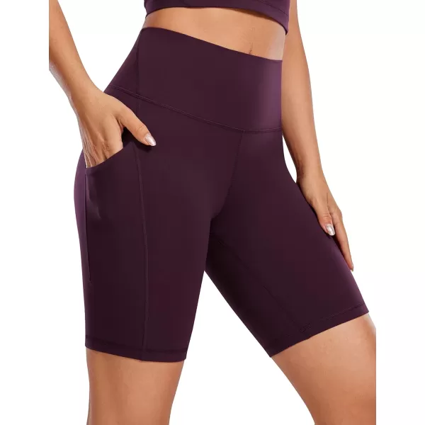 CRZ YOGA Womens Butterluxe Biker Shorts with Pockets 3  5  8  High Waisted Volleyball Workout Yoga ShortsDeep Purple