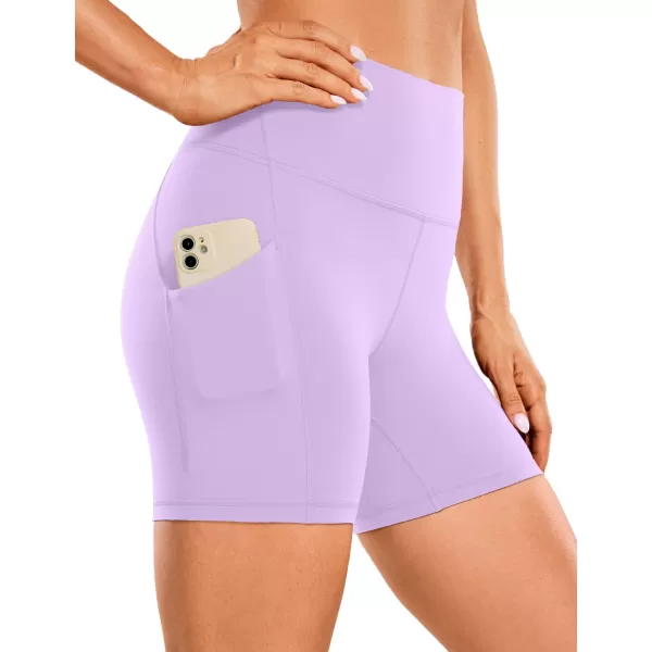 CRZ YOGA Womens Butterluxe Biker Shorts with Pockets 3  5  8  High Waisted Volleyball Workout Yoga ShortsElfin Purple