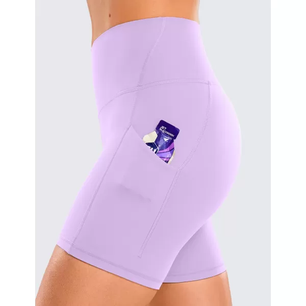 CRZ YOGA Womens Butterluxe Biker Shorts with Pockets 3  5  8  High Waisted Volleyball Workout Yoga ShortsElfin Purple