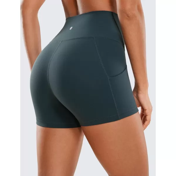 CRZ YOGA Womens Butterluxe Biker Shorts with Pockets 3  5  8  High Waisted Volleyball Workout Yoga ShortsForest Dark Green