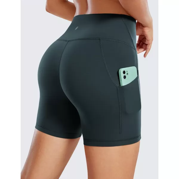 CRZ YOGA Womens Butterluxe Biker Shorts with Pockets 3  5  8  High Waisted Volleyball Workout Yoga ShortsForest Dark Green