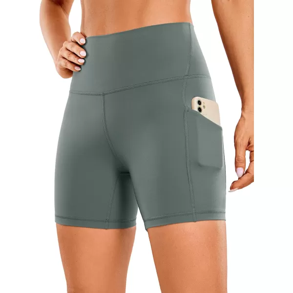 CRZ YOGA Womens Butterluxe Biker Shorts with Pockets 3  5  8  High Waisted Volleyball Workout Yoga ShortsGrey Sage