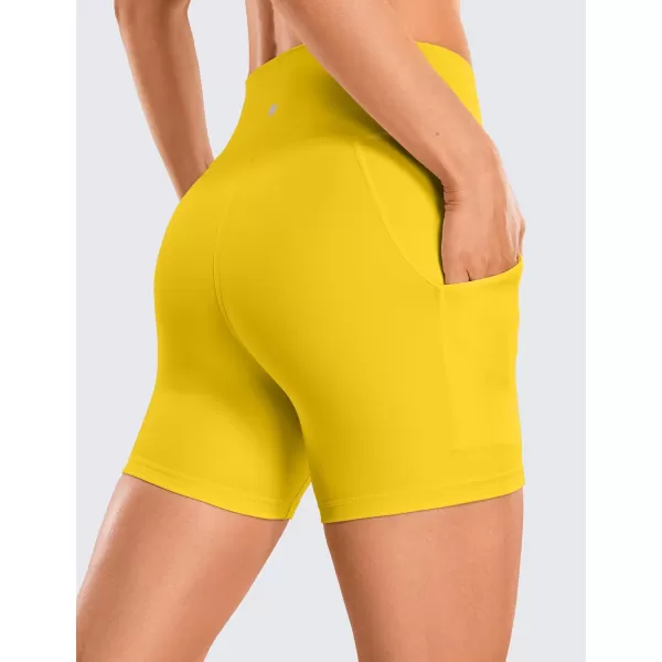 CRZ YOGA Womens Butterluxe Biker Shorts with Pockets 3  5  8  High Waisted Volleyball Workout Yoga ShortsHigh Visibility Yellow