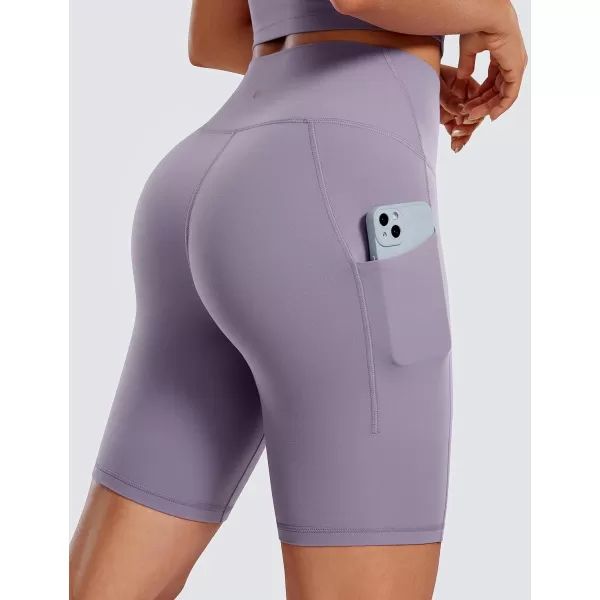 CRZ YOGA Womens Butterluxe Biker Shorts with Pockets 3  5  8  High Waisted Volleyball Workout Yoga ShortsLavender Mist