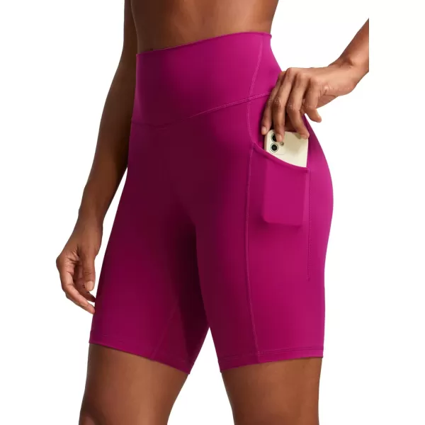 CRZ YOGA Womens Butterluxe Biker Shorts with Pockets 3  5  8  High Waisted Volleyball Workout Yoga ShortsMagenta Purple