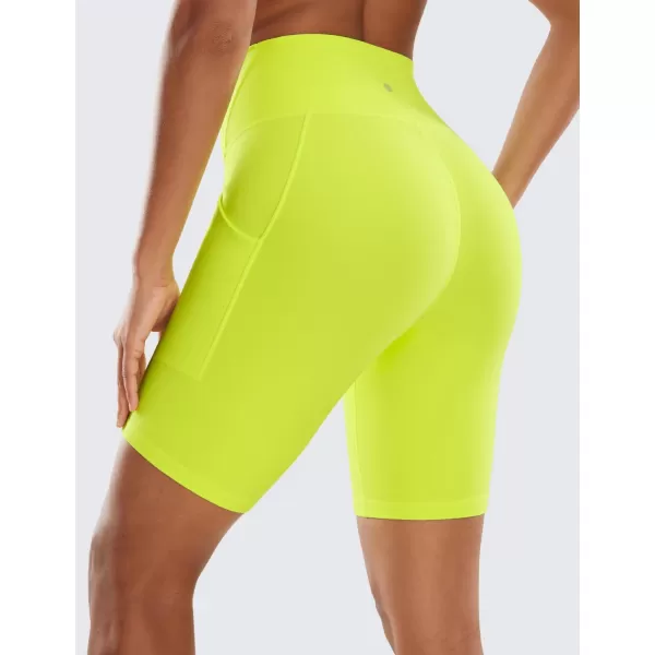 CRZ YOGA Womens Butterluxe Biker Shorts with Pockets 3  5  8  High Waisted Volleyball Workout Yoga ShortsNeon Yellow