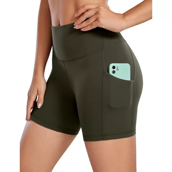 CRZ YOGA Womens Butterluxe Biker Shorts with Pockets 3  5  8  High Waisted Volleyball Workout Yoga ShortsOlive Green