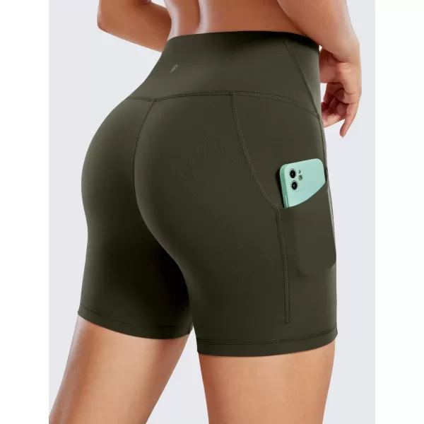 CRZ YOGA Womens Butterluxe Biker Shorts with Pockets 3  5  8  High Waisted Volleyball Workout Yoga ShortsOlive Green