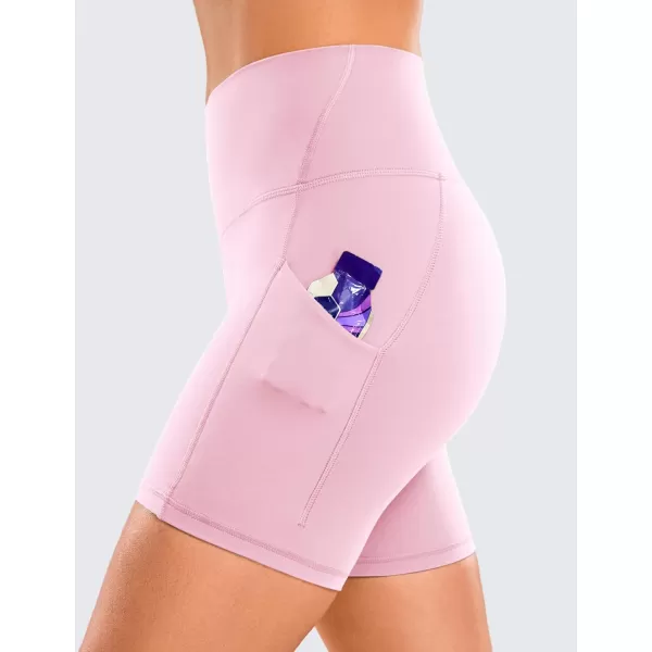 CRZ YOGA Womens Butterluxe Biker Shorts with Pockets 3  5  8  High Waisted Volleyball Workout Yoga ShortsPink Peony