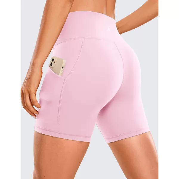 CRZ YOGA Womens Butterluxe Biker Shorts with Pockets 3  5  8  High Waisted Volleyball Workout Yoga ShortsPink Peony