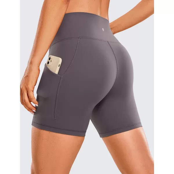 CRZ YOGA Womens Butterluxe Biker Shorts with Pockets 3  5  8  High Waisted Volleyball Workout Yoga ShortsTornado Grey