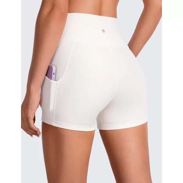 CRZ YOGA Womens Butterluxe Biker Shorts with Pockets 3  5  8  High Waisted Volleyball Workout Yoga ShortsWhite Apricot