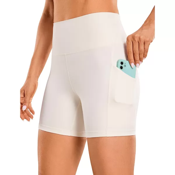 CRZ YOGA Womens Butterluxe Biker Shorts with Pockets 3  5  8  High Waisted Volleyball Workout Yoga ShortsWhite Apricot