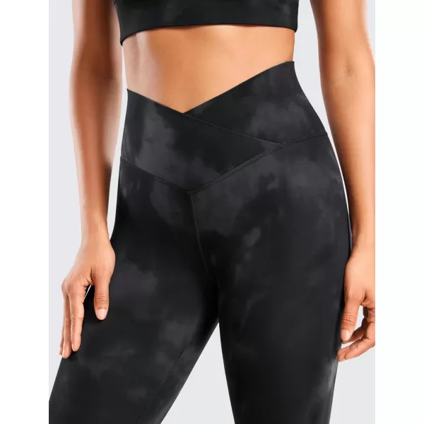 CRZ YOGA Womens Butterluxe Cross Waist Workout Leggings 25  28  V Crossover High Waisted Gym Athletic Yoga LeggingsBlack Tie Dye Flowers