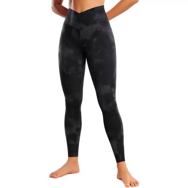 CRZ YOGA Womens Butterluxe Cross Waist Workout Leggings 25  28  V Crossover High Waisted Gym Athletic Yoga LeggingsBlack Tie Dye Flowers