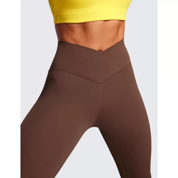 CRZ YOGA Womens Butterluxe Cross Waist Workout Leggings 25  28  V Crossover High Waisted Gym Athletic Yoga LeggingsCoffee Brown