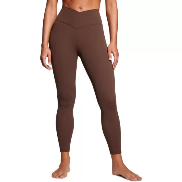 CRZ YOGA Womens Butterluxe Cross Waist Workout Leggings 25  28  V Crossover High Waisted Gym Athletic Yoga LeggingsCoffee Brown