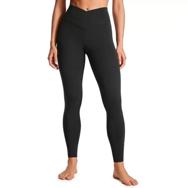 CRZ YOGA Womens Butterluxe Cross Waist Workout Leggings 25  28  V Crossover High Waisted Gym Athletic Yoga LeggingsDark Carbon