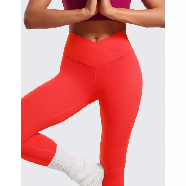 CRZ YOGA Womens Butterluxe Cross Waist Workout Leggings 25  28  V Crossover High Waisted Gym Athletic Yoga LeggingsDeep Red