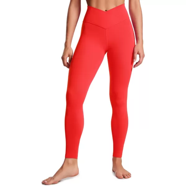 CRZ YOGA Womens Butterluxe Cross Waist Workout Leggings 25  28  V Crossover High Waisted Gym Athletic Yoga LeggingsDeep Red