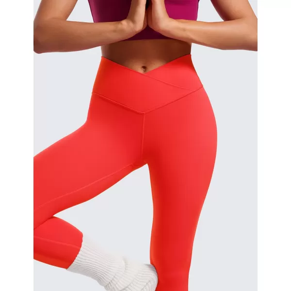 CRZ YOGA Womens Butterluxe Cross Waist Workout Leggings 25  28  V Crossover High Waisted Gym Athletic Yoga LeggingsDeep Red