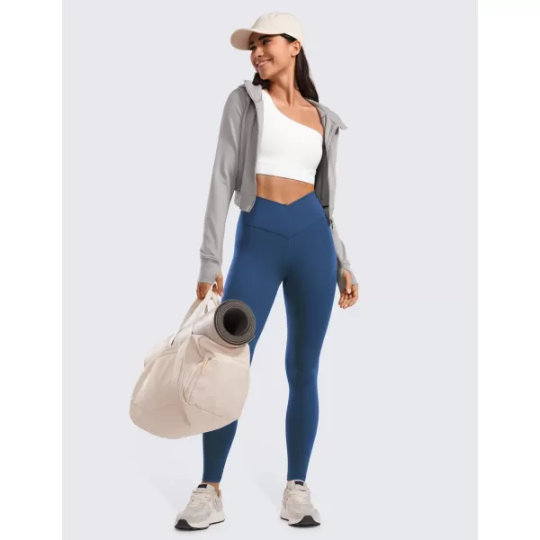 CRZ YOGA Womens Butterluxe Cross Waist Workout Leggings 25  28  V Crossover High Waisted Gym Athletic Yoga LeggingsFrench Navy