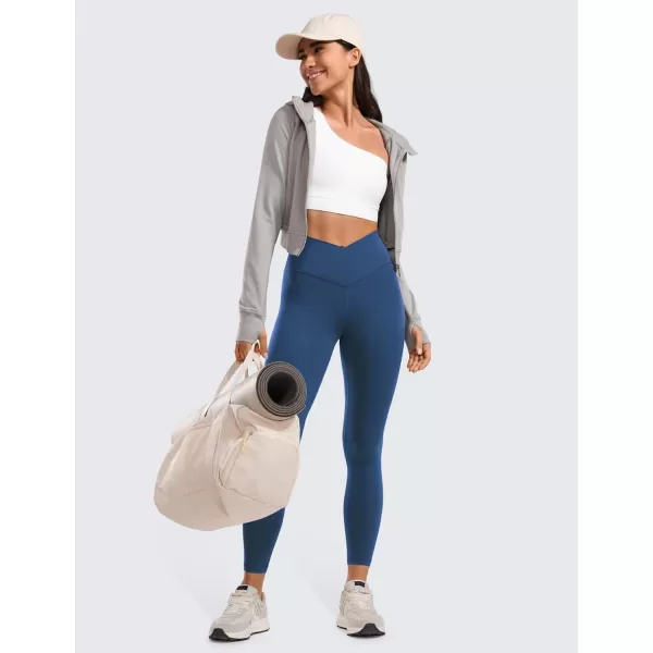 CRZ YOGA Womens Butterluxe Cross Waist Workout Leggings 25  28  V Crossover High Waisted Gym Athletic Yoga LeggingsFrench Navy