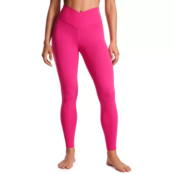 CRZ YOGA Womens Butterluxe Cross Waist Workout Leggings 25  28  V Crossover High Waisted Gym Athletic Yoga LeggingsGranita Pink