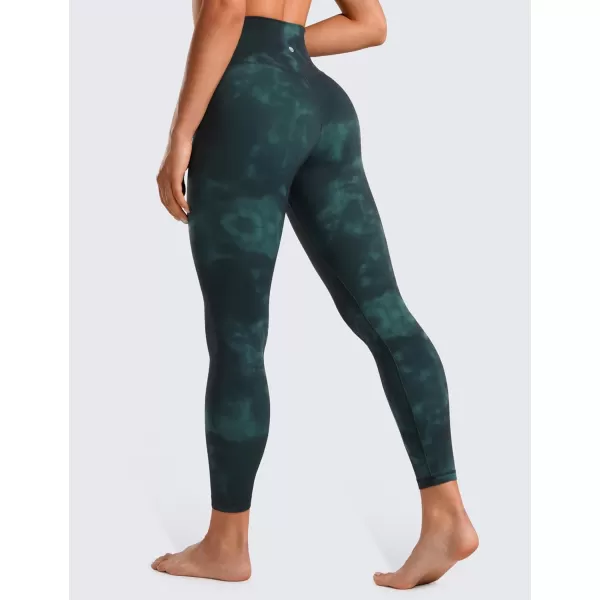 CRZ YOGA Womens Butterluxe Cross Waist Workout Leggings 25  28  V Crossover High Waisted Gym Athletic Yoga LeggingsGreen Tiedye Flowers