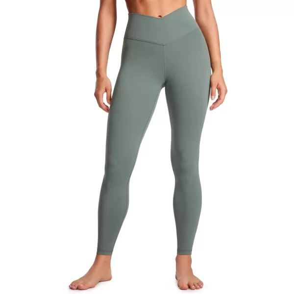 CRZ YOGA Womens Butterluxe Cross Waist Workout Leggings 25  28  V Crossover High Waisted Gym Athletic Yoga LeggingsGrey Sage