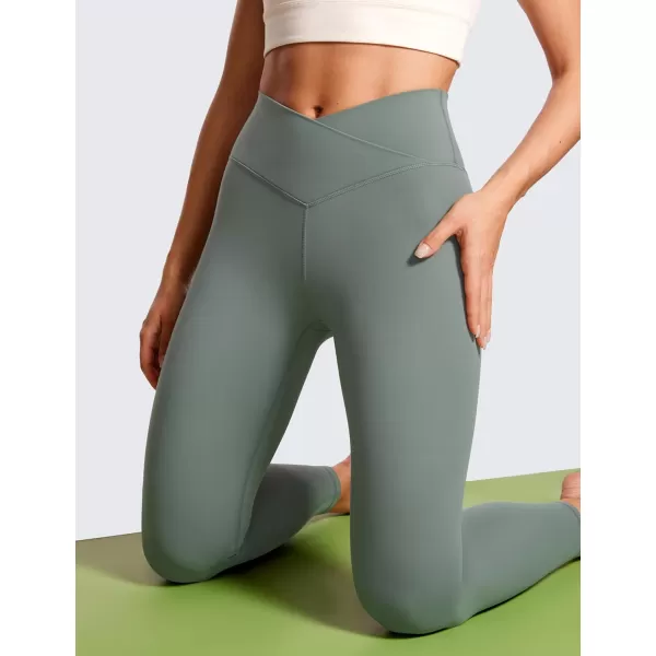CRZ YOGA Womens Butterluxe Cross Waist Workout Leggings 25  28  V Crossover High Waisted Gym Athletic Yoga LeggingsGrey Sage