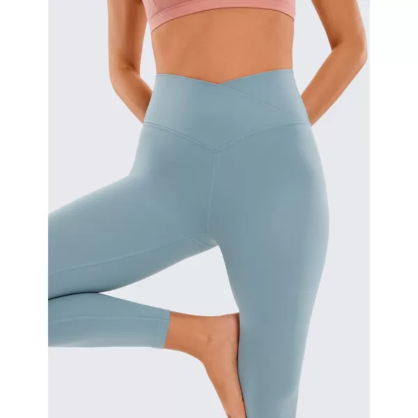 CRZ YOGA Womens Butterluxe Cross Waist Workout Leggings 25  28  V Crossover High Waisted Gym Athletic Yoga LeggingsLight Grayish Blue